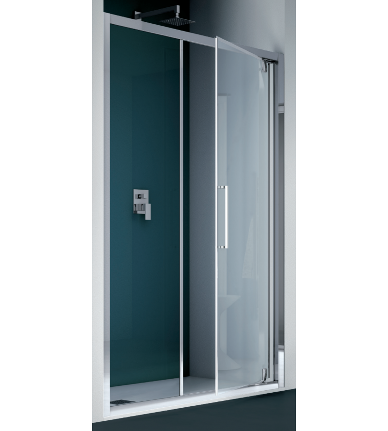 Puerta de ducha 1 puerta batiente con apertura hacia dentro y hacia fuera y 1 puerta fija en línea Samo Europa B7864