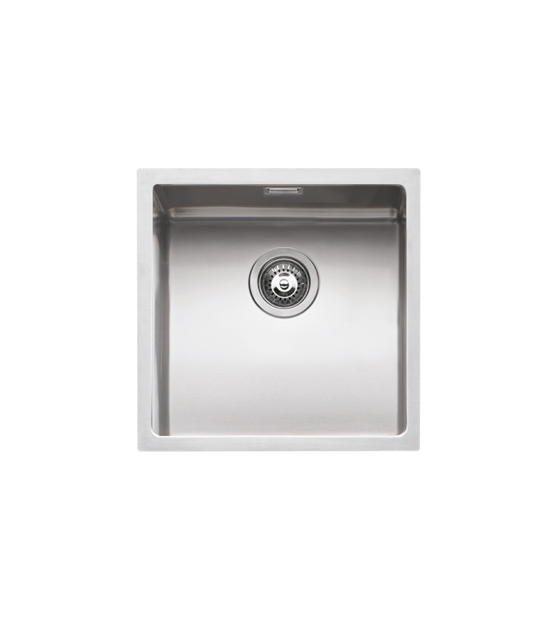 Square bowl kitchen sink in stainless steel undermount installation 40 x 40 cm Barazza 1X4040S