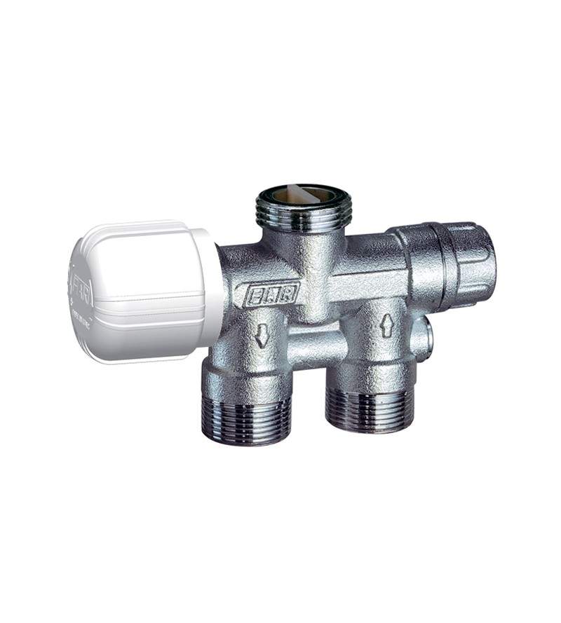 Chrome-plated thermostatic single/double pipe straight valve without union and nut FAR 1431