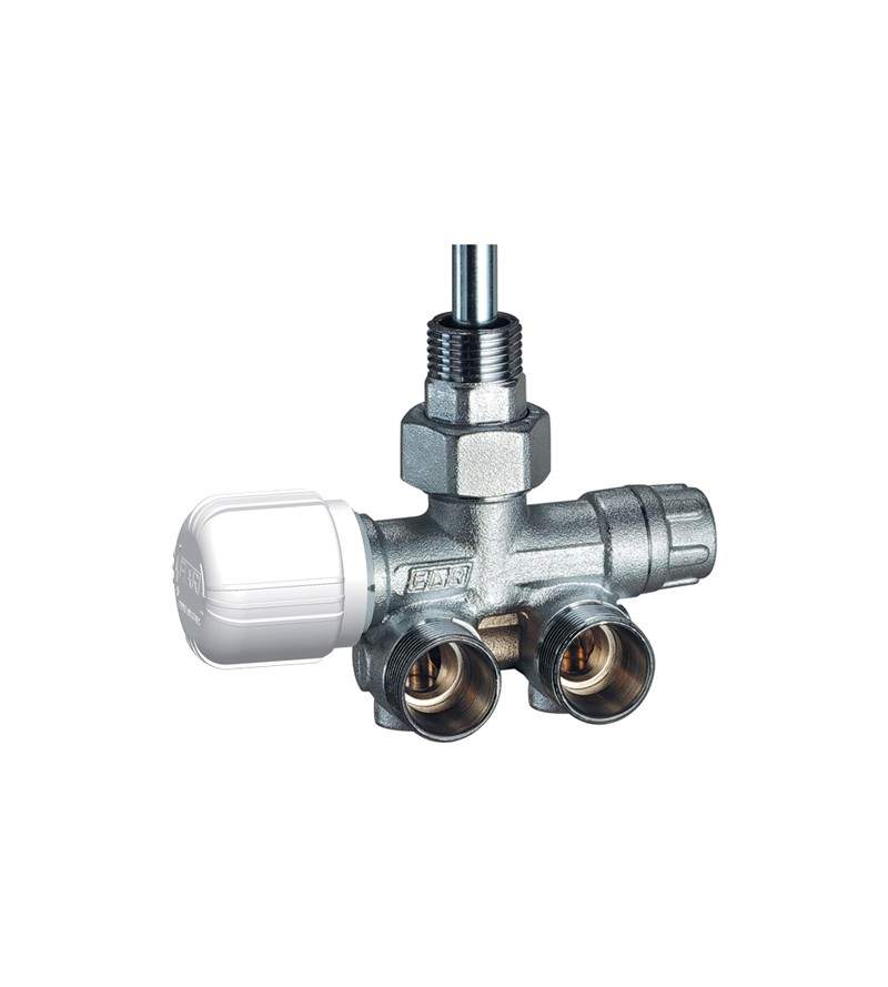 Chrome-plated thermostatic single/double pipe right valve complete with union and nut FAR 1436