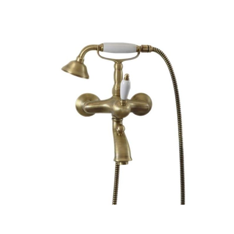 Mezclador de baño externo en color bronce antiguo con juego de ducha Gattoni Orta 2710/27VB.OLD
