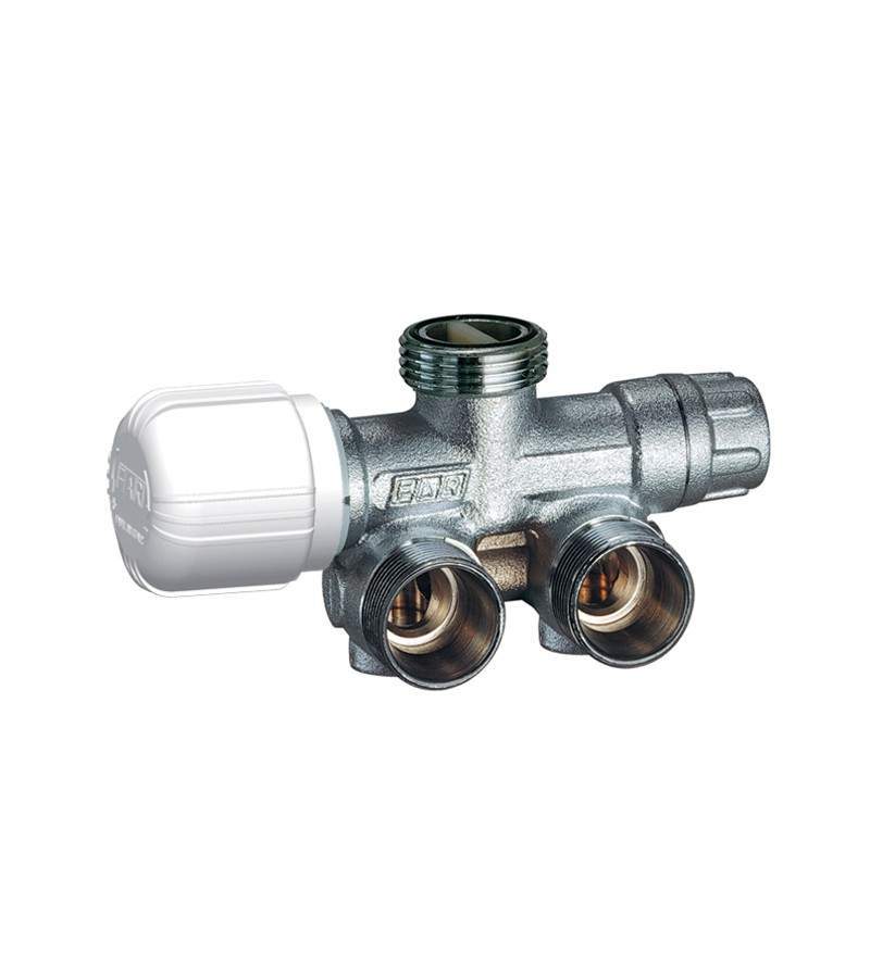Chrome-plated thermostatic single/double pipe angled valve right-hand version FAR 1432