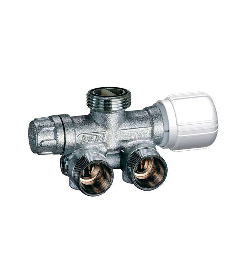 Chrome-plated thermostatic single/double pipe angled valve left-hand version FAR 1433