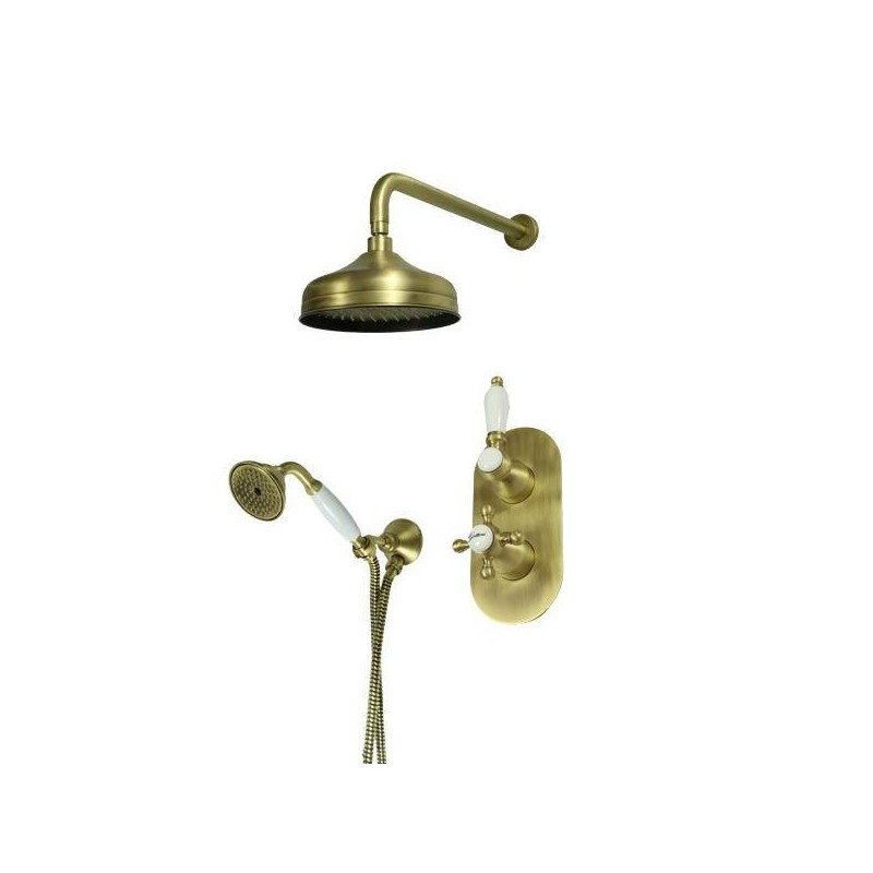 Kit de ducha completo en color bronce con termostato Gattoni Orta KT105/27VB.OLD