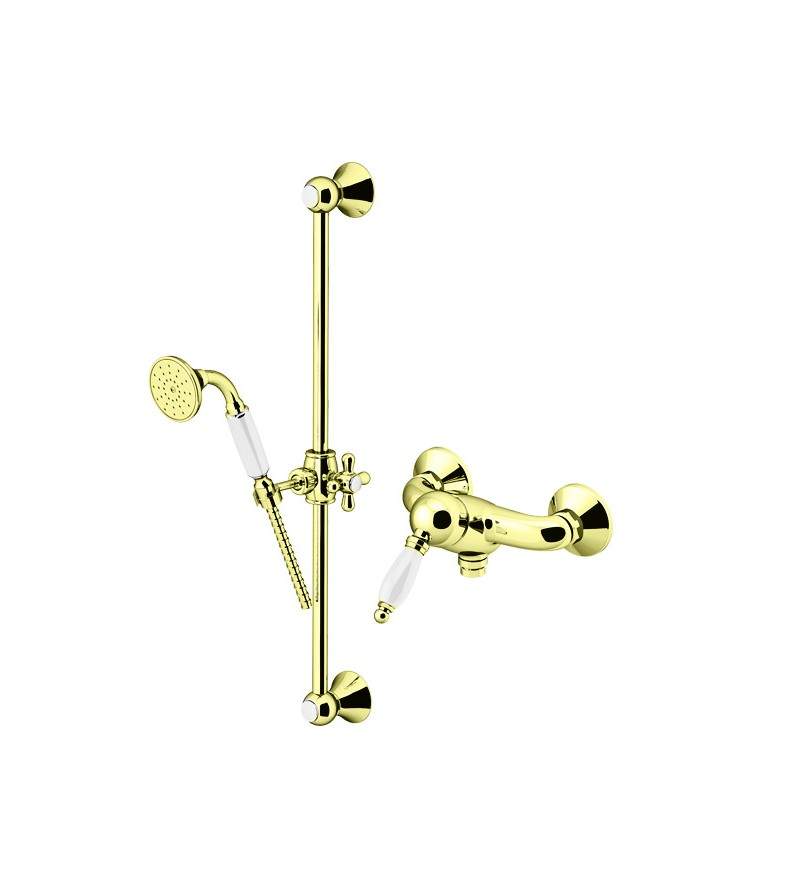 Mixer complete with shower rail in gold color Gattoni Orta KT110/27D0.OLD