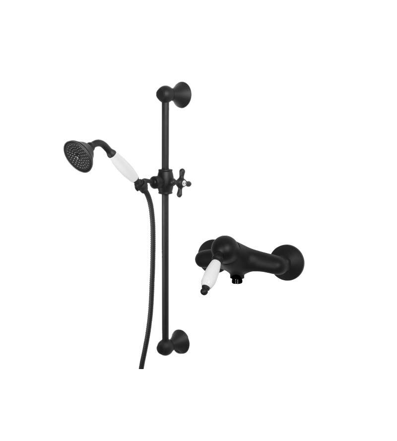Shower kit with shower rail and mixer in matt black Gattoni Orta KT110/27NO.OLD