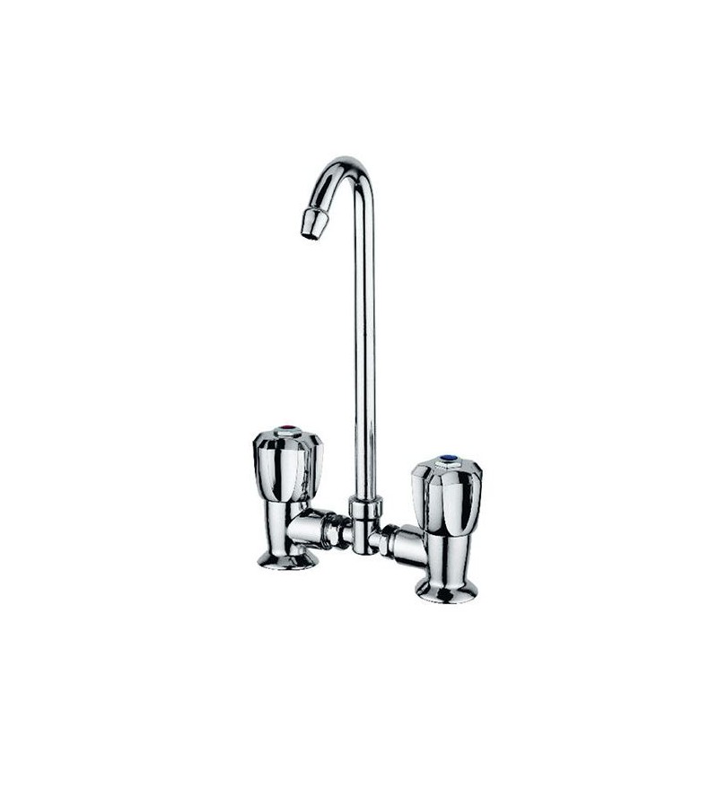 Sink mixer with two handles and foldable spout for campers and boats Elka Tip-up 2100/A