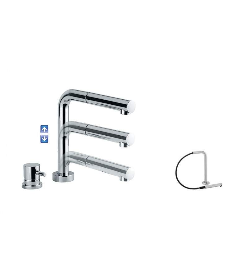 Kitchen sink mixer with pull-out shower and adjustable spout Elka Tip-up 7020_AR