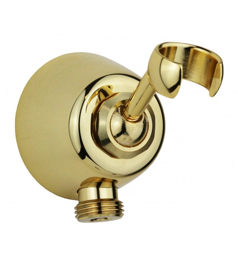 Water connection with shower holder in brass gold finish Sphera