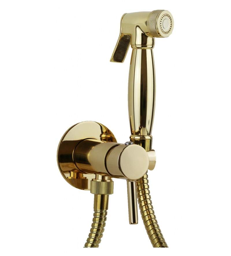 Bidet set with mixer and shower in brass Sphera gold finish