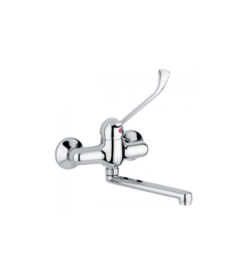 Wall-mounted kitchen sink mixer with clinical lever and swivel spout Idral 02400