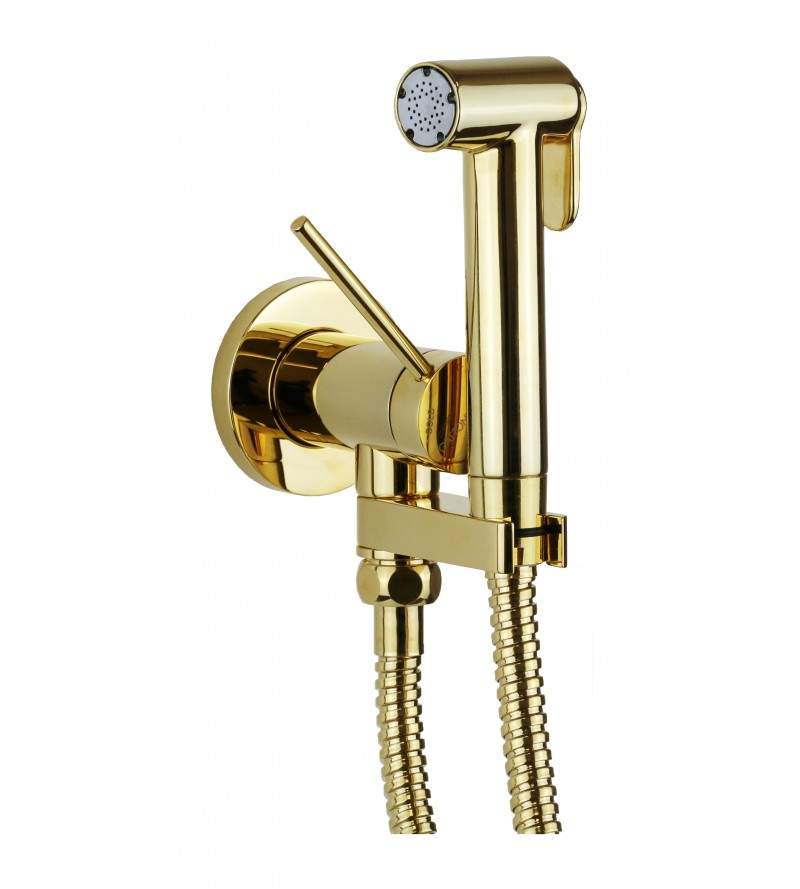 Bidet mixer in gold color complete with hygienic shower Gattoni RT010D0