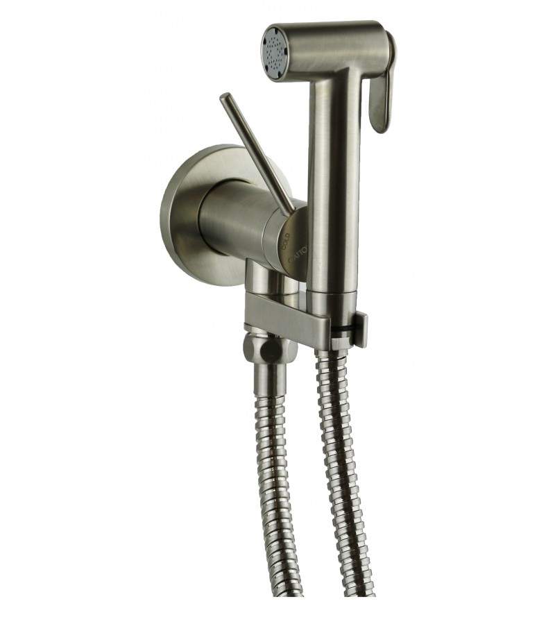 Wall mounted bidet mixer in brushed steel color Gattoni RT010NS