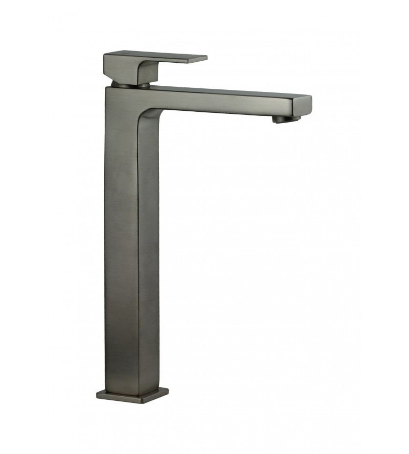 Tall type washbasin mixer in brushed steel color brass Gattoni SQUARE 2584/25NS