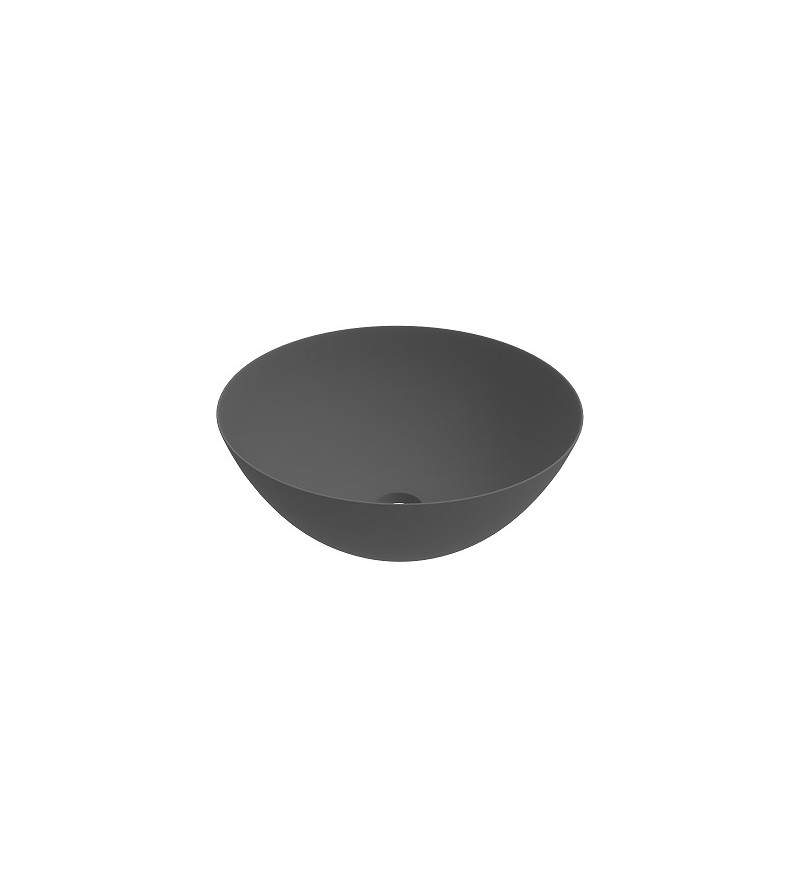 Matt gray ceramic countertop washbasin with dimensions 416x155 mm Ercos Musa BLCERBMUSA0001
