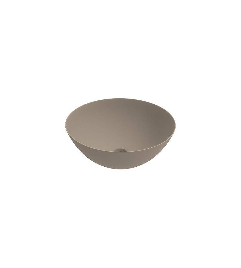 Matt cappuccino ceramic countertop washbasin with dimensions 416x155 mm Ercos Musa BLCERPMUSA0001