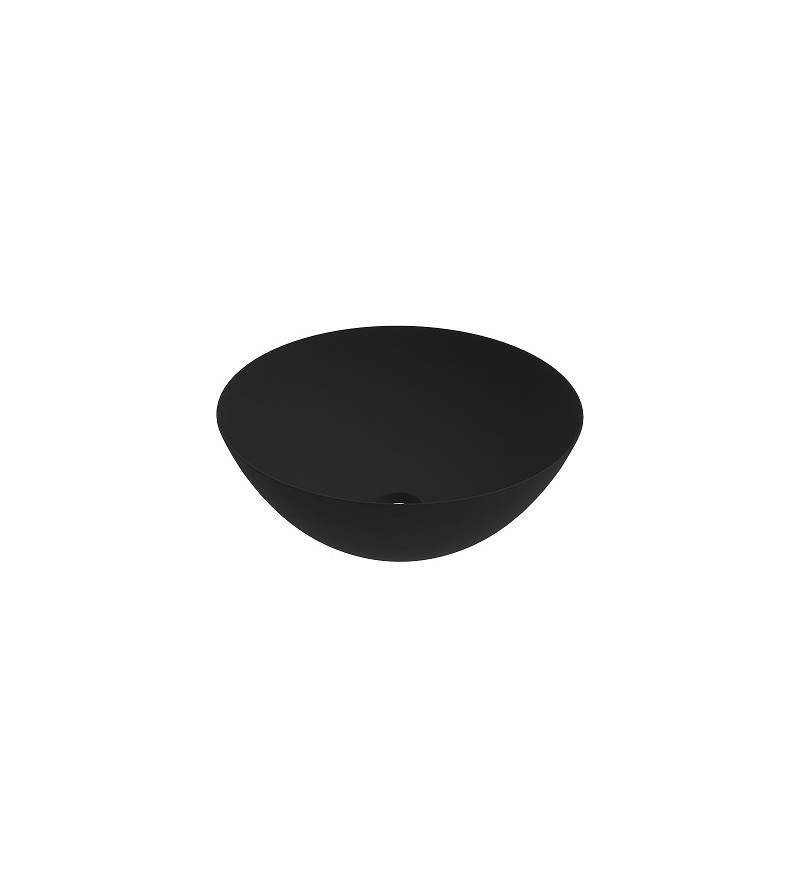Matt black washbasin with countertop installation and dimensions 416x155 Ercos Musa BLCERNMUSA0001