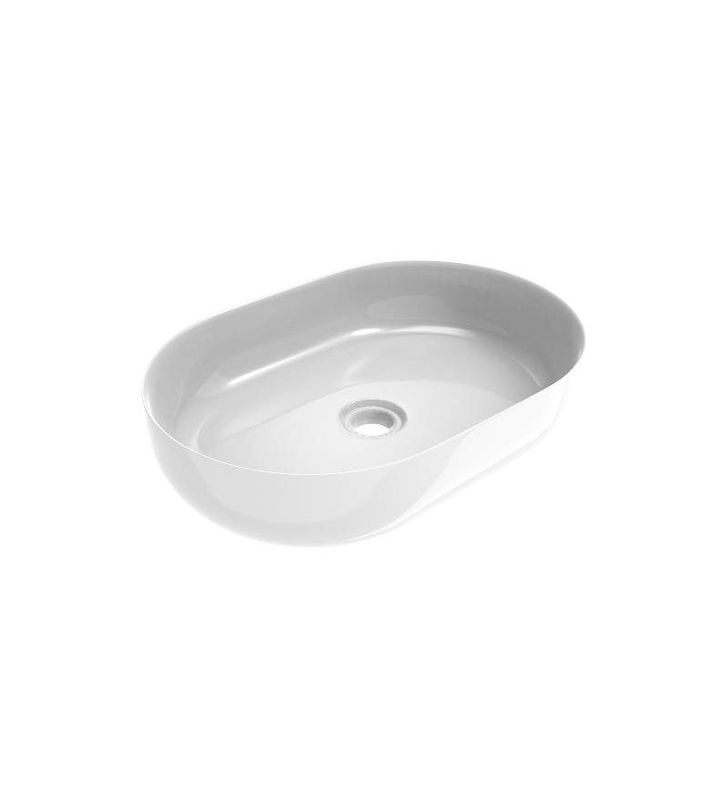 Glänzend weißes ovales Arbeitsplattenwaschbecken 416x600 mm Ercos Musa BLCERLMUSA0002