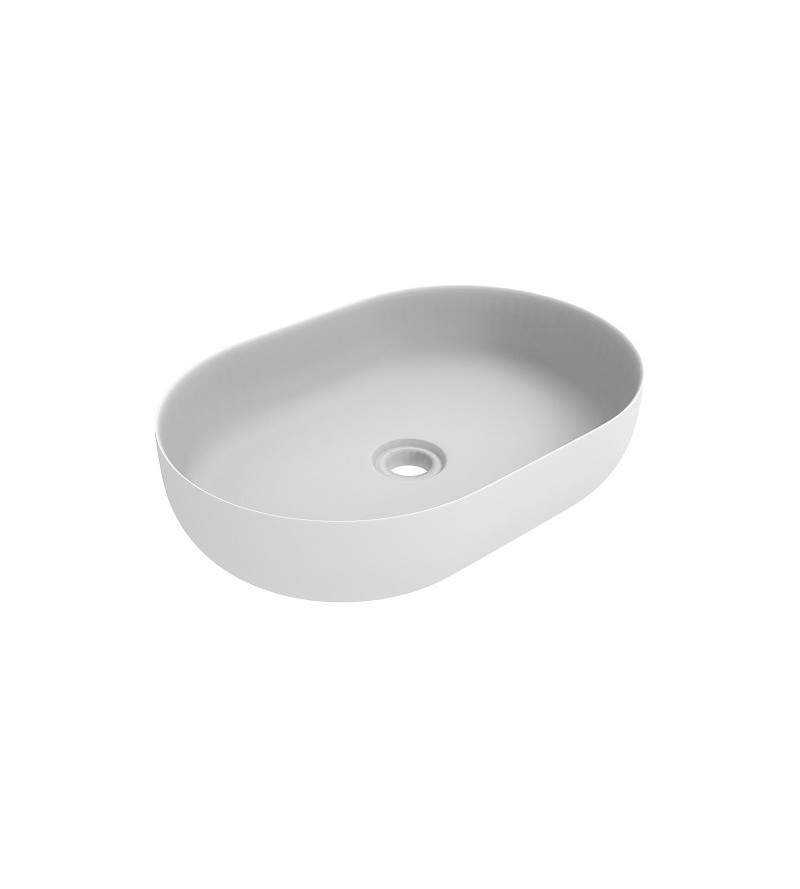 Oval countertop washbasin in matt white with dimensions 416x600 mm Ercos Musa BLCEROMUSA0002