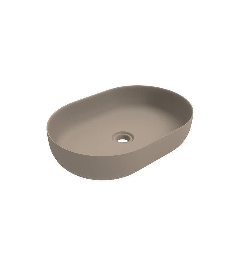 416x600 mm oval countertop washbasin in matt cappuccino color Ercos Musa BLCERPMUSA0002
