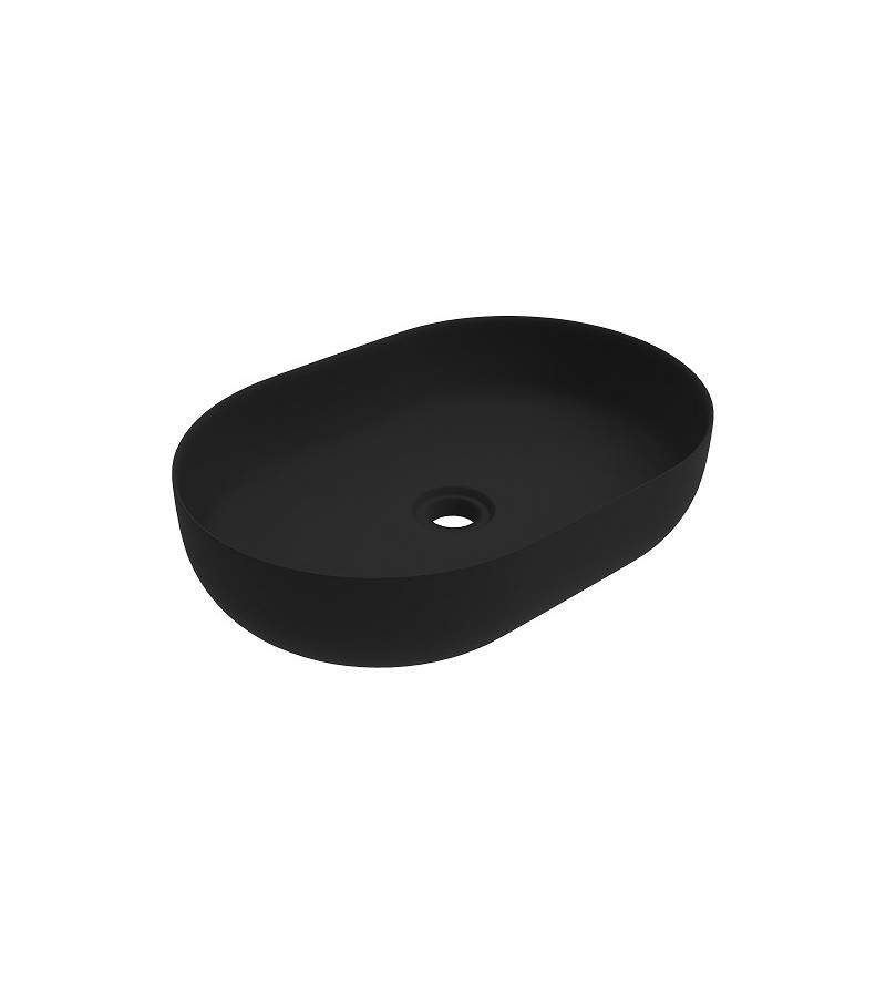 Lavabo d'appoggio ovale da 416x600 mm in colore nero opaco Ercos Musa BLCERNMUSA0002
