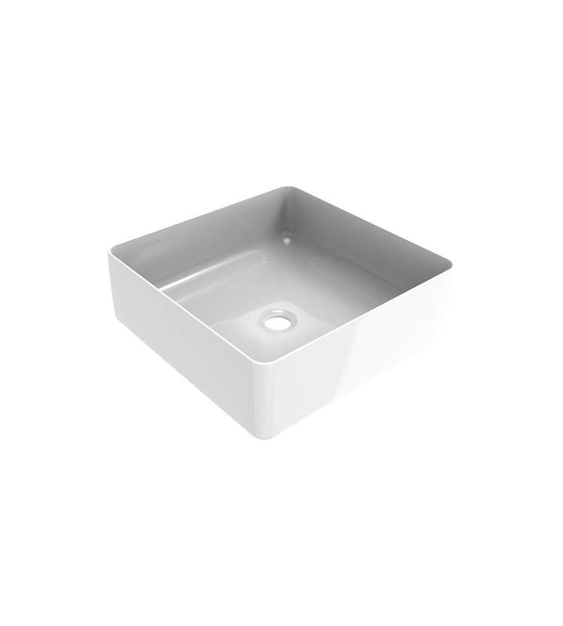 416x416 mm square countertop washbasin in glossy white Ercos Musa BLCERLMUSA0011
