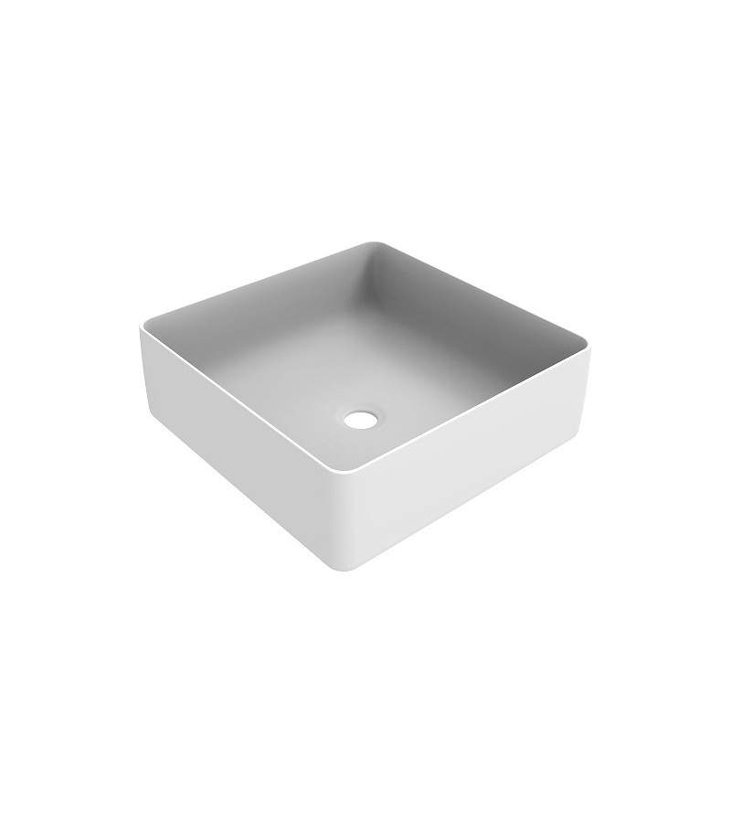 Square countertop washbasin with dimensions 416x416 mm matt white Ercos Musa BLCEROMUSA0011