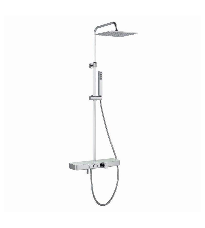 Square version shower column with foot washer and button selection Sphera