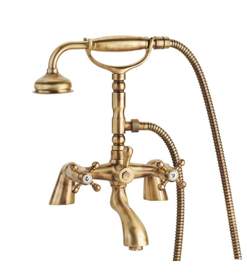 Bronze-coloured tap group for installation on the edge of the bathtub Porta&Bini Old Fashion 62502BR