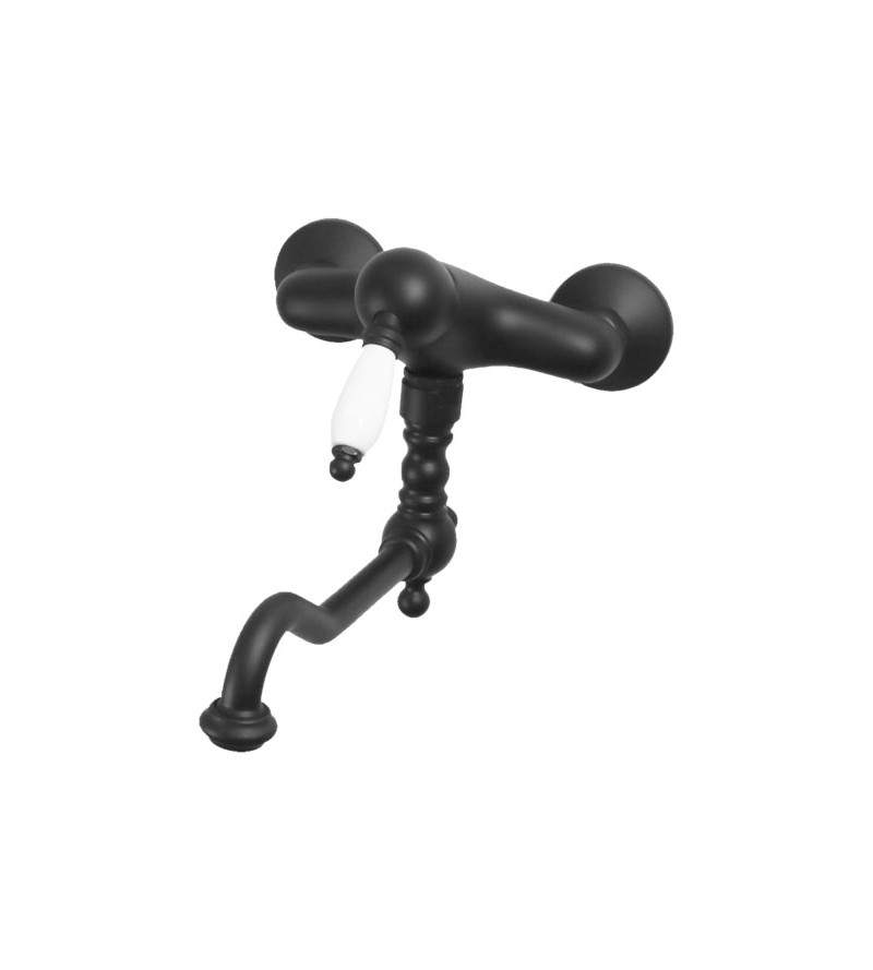 Wall mounted kitchen sink mixer with adjustable spout matt black Gattoni Orta Old 2762/27N0.OLD