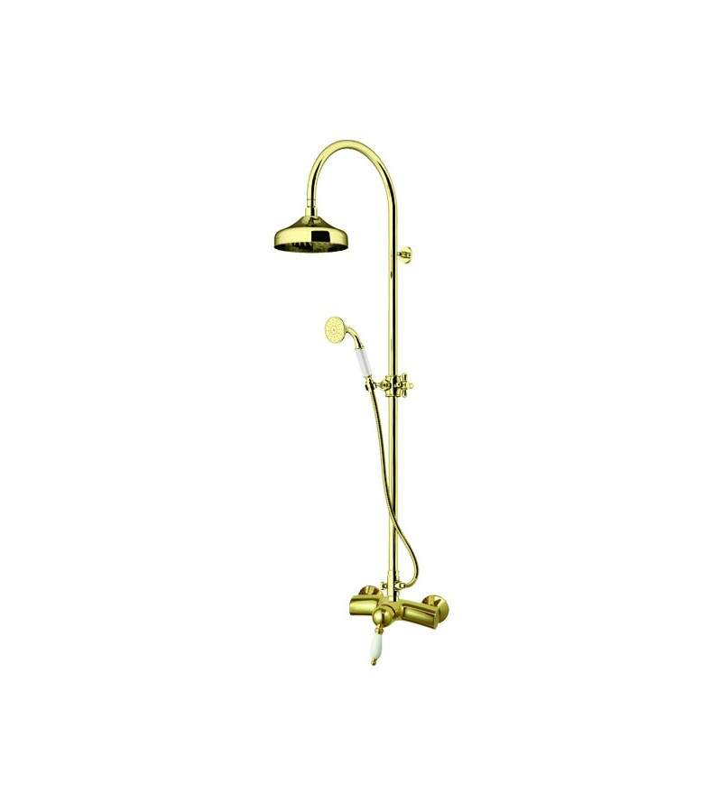 Shower column in gold color with mechanical mixer and diverter Gattoni Orta Old KT125/27D0.OLD