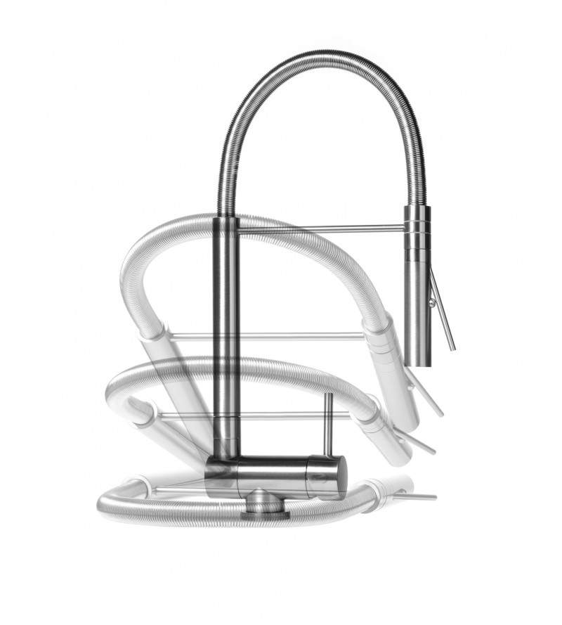 Kitchen mixer with folding spout in brushed nickel color Nice 29034M1NS