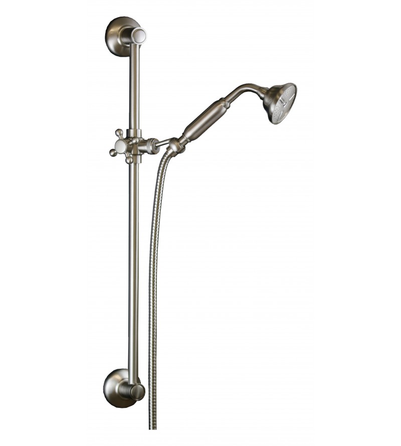 Antique style sliding rail with shower and flexible brushed nickel finish Sphera KING