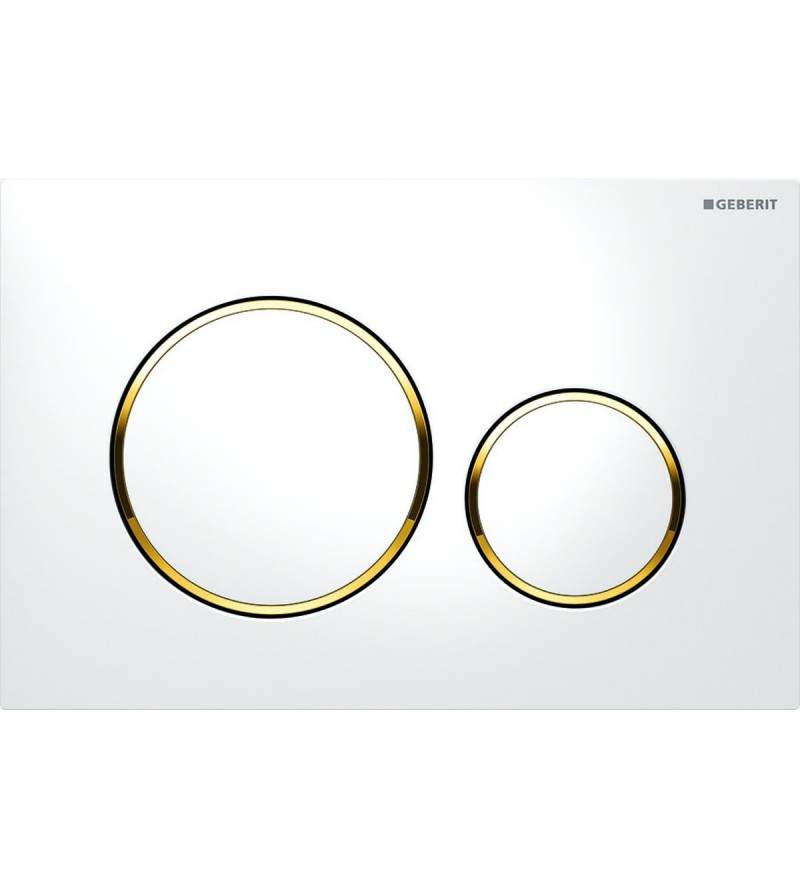 Flush plate in white and gold color Geberit Sigma 20 115.882.KK.1
