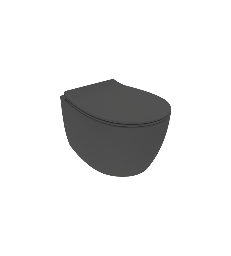 Vaso sospeso nero opaco con sedile e profondità di 51 cm Ercos Kite BCKTEKVASO0001
