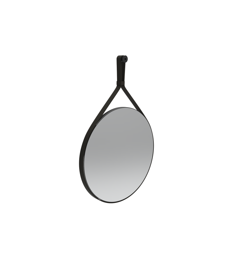 Specchio tondo Ø60 mm con fascia nera in ecopelle Ercos BESPEPTOND0060