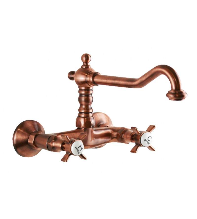 Double control antique copper kitchen faucet with high spout Gattoni London 1706117R0