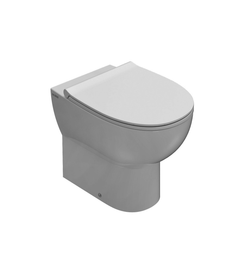 Vaso WC in ceramica a terra installazione filo parete 54.36 Globo 4ALL MD001BI