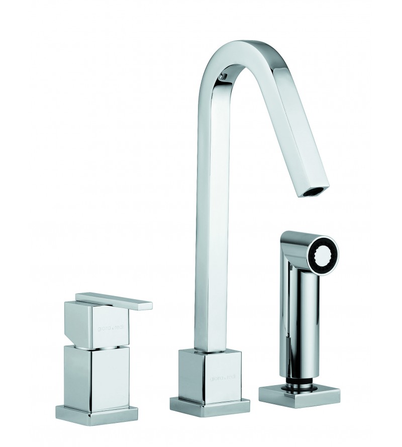 Three-hole kitchen mixer with pull-out shower Gioira&Redi Cubik 920