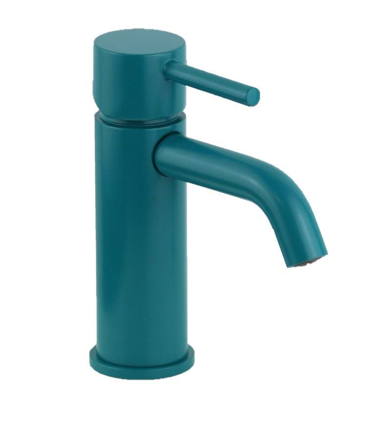 Miscelatore lavabo colore verde acqua con piletta di scarico clic-clac 1"1/4 QD MagistroLab Curvy CU10017