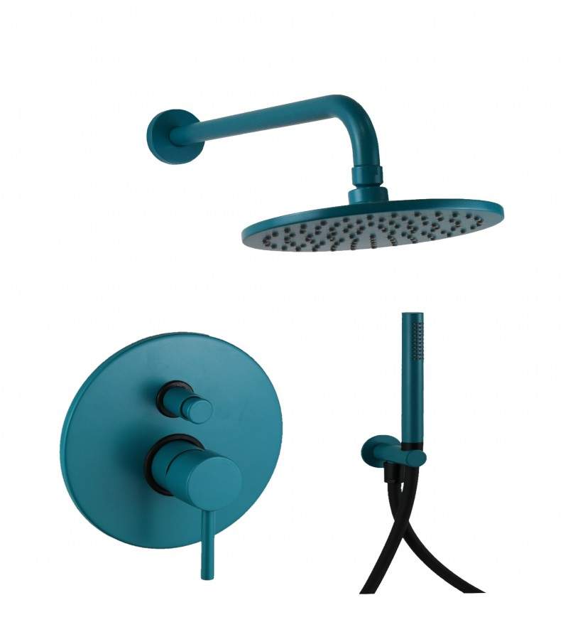 Complete shower set in aqua green color with plate for mixer QD MagistroLab Curvy KITCURVY1