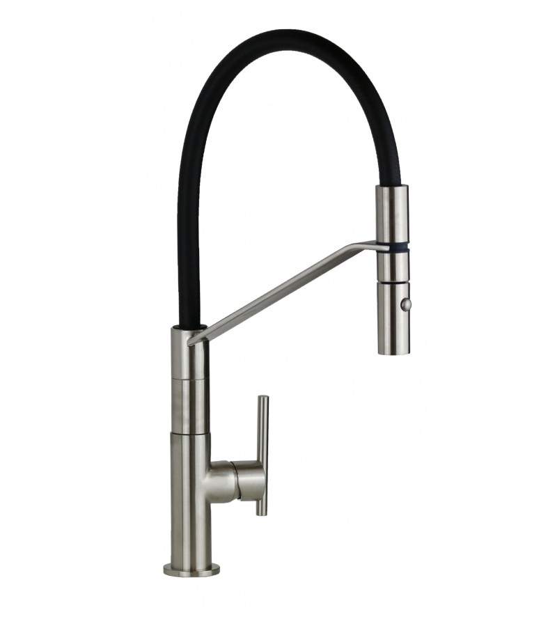 Kitchen sink mixer in brushed nickel color with 2-jet shower Gattoni Linea 34 0715/PCNS