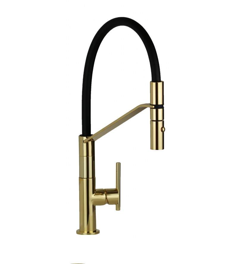 Kitchen sink mixer in gold color with adjustable spout Gattoni Linea 34 0715/PCD0