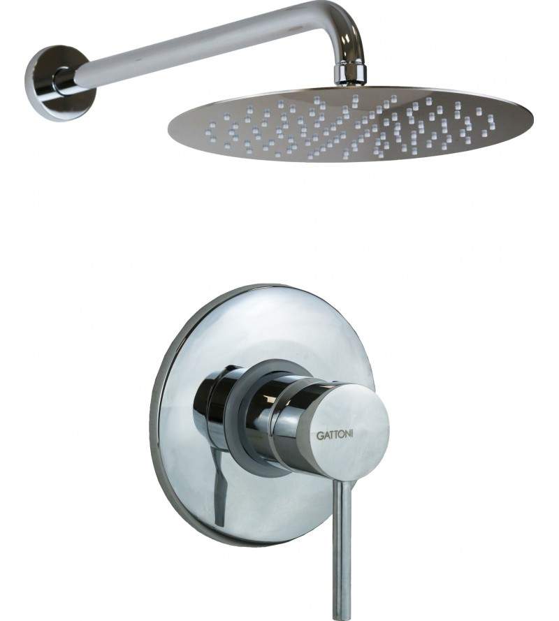1 outlet shower kit in chrome-plated brass with round shower head Gattoni Easy 1491/PDC0