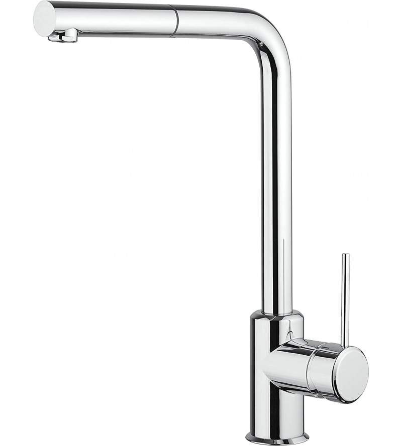 Chrome colored kitchen sink mixer with pull-out shower Piralla Lion 0LI00103A21