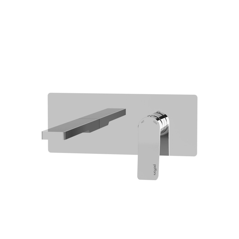 Wall mounted basin mixer with stainless steel plate, spout 15 cm Paffoni TILT TI104CR