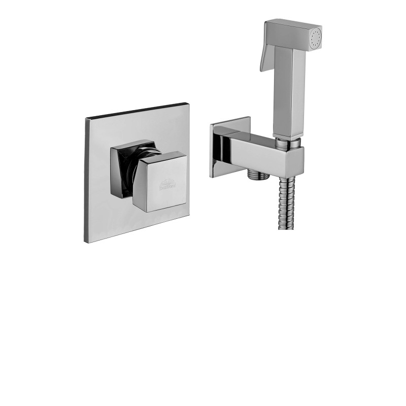 Square bidet set complete with flexible and support with water connection Paffoni KITDUP112CR