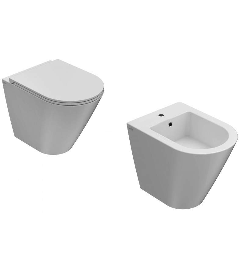 Glossy white toilet and bidet kit 52x36x43 cm Globo Forty3 KITFORTY2BI