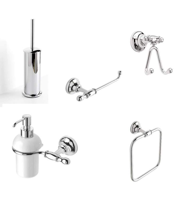 Kit d'accessoires de salle de bain en couleur chrome de style rétro Capannoli KIT9001
