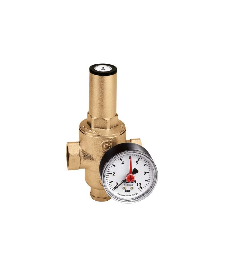 Pressure reducing valve with replaceable cartridge with pressure gauge or connection Caleffi 5362